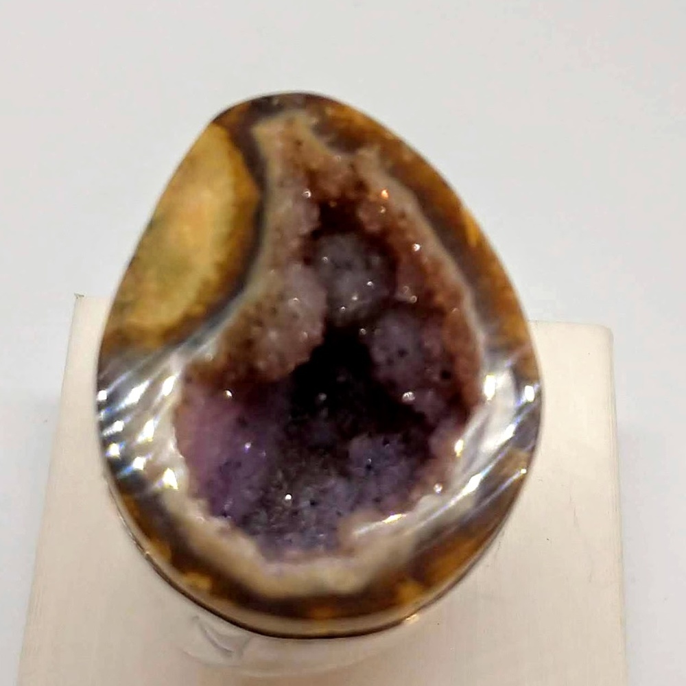 Large Druzy Quartz Geode Sterling Ring